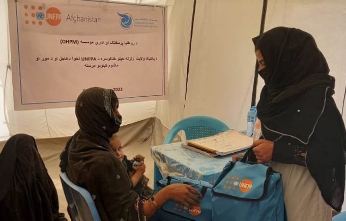 Minaz Bibi provides midwifery services for the earthquake affected women in Gayan district of Paktika, Afghanistan