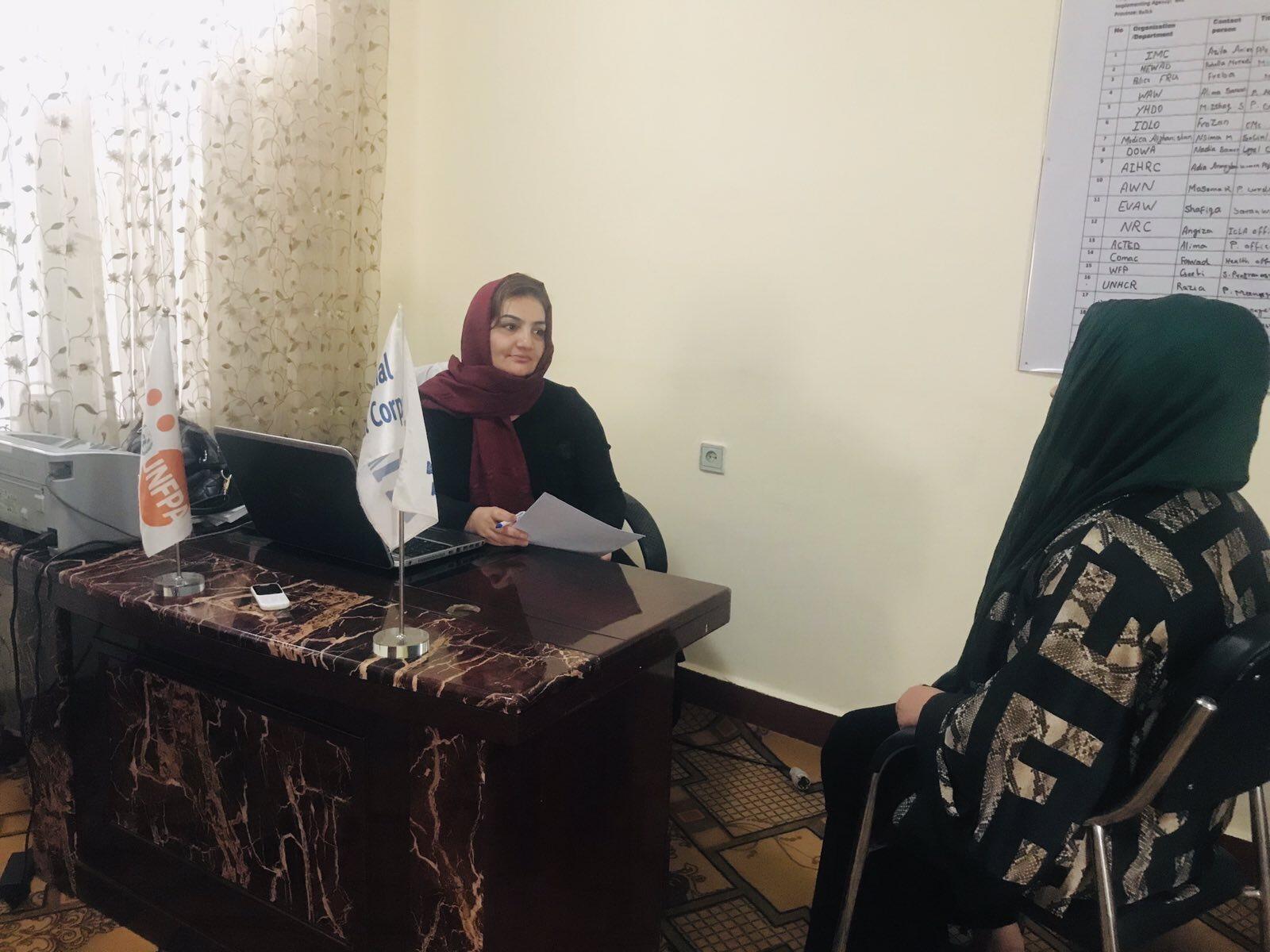 Dr. Azita provides psychosocial counselling to GBV survivors at FPC - © UNFPA Afghanistan