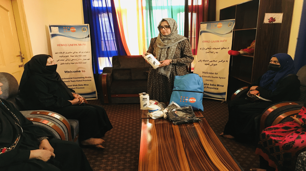 Hela presents awareness sessions for women about MHM ©UNFPA Afghanistan