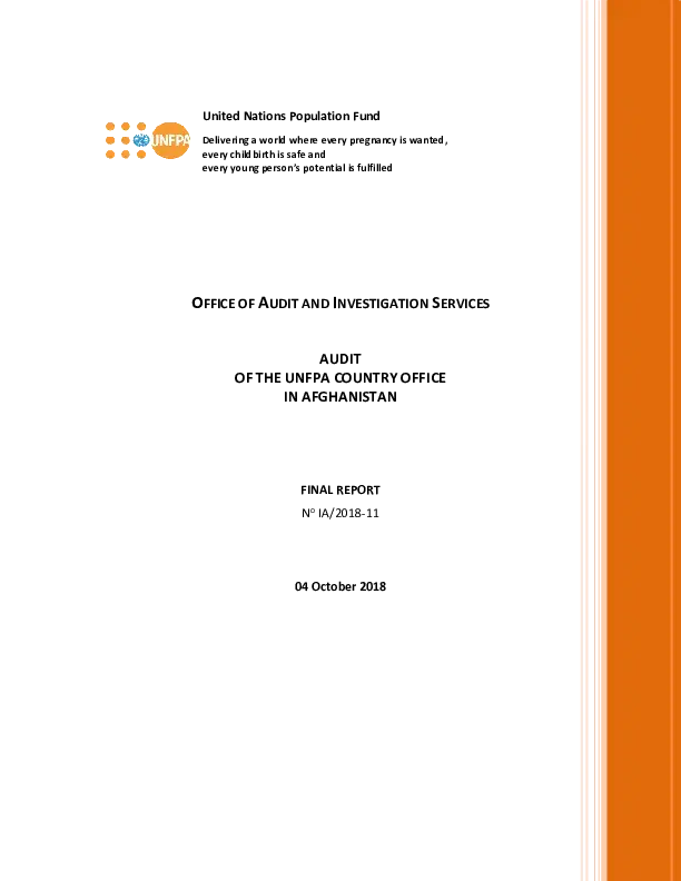 Audit of the UNFPA Country Office in Afghanistan