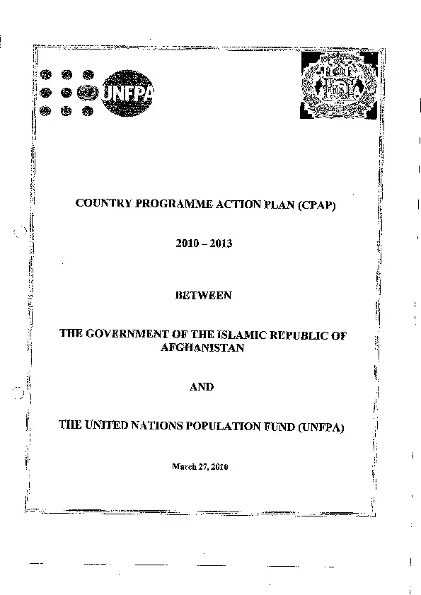 Government of the Islamic Republic of Afghanistan and UNFPA Country Program Action Plan 2013